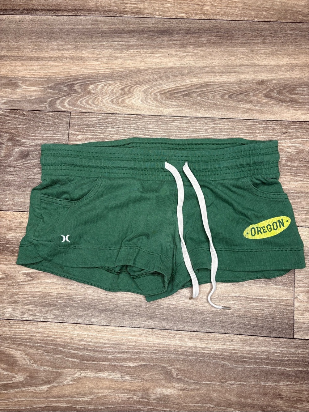Hurley Dark Green Oregon Athletic Shorts with White Drawstring